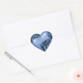 Heart Scroll Blauw w Zwart Hart Sticker (Envelop)