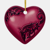 Heart Scroll Cranberry w Black Keramisch Ornament (Voorkant)