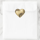 Heart Scroll Gold met zwart Hart Sticker (Tas)