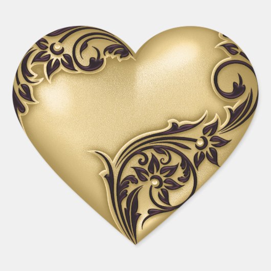 Heart Scroll Gold met zwart Hart Sticker (Voorkant)