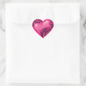 Heart Scroll Hot Pink met zwart Hart Sticker (Tas)