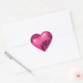 Heart Scroll Hot Pink met zwart Hart Sticker (Envelop)