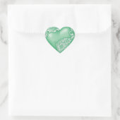 Heart Scroll Jade Green w White Hart Sticker (Tas)