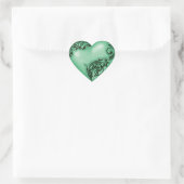 Heart Scroll Jade Green W Zwart Hart Sticker (Tas)