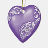 Heart Scroll Paars w White Keramisch Ornament (Links)