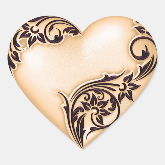 Heart Scroll Peach w Black Hart Sticker (Voorkant)