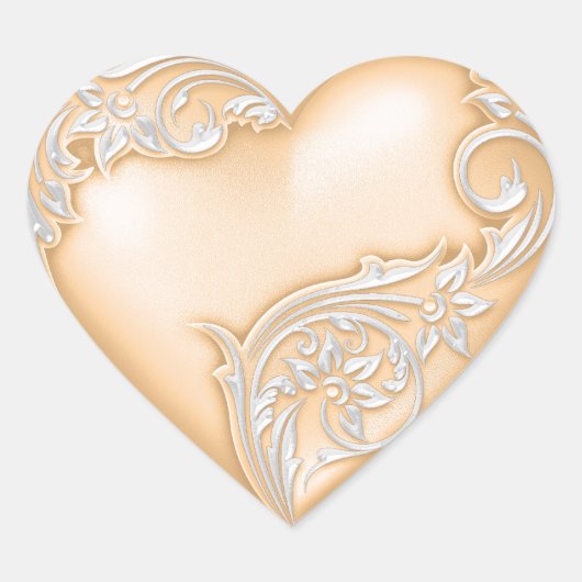 Heart Scroll Peach w White Hart Sticker (Voorkant)