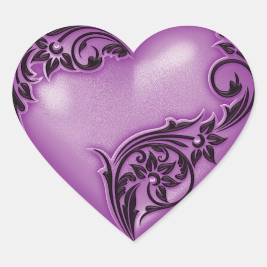 Heart Scroll Phlox w Zwart Hart Sticker (Voorkant)