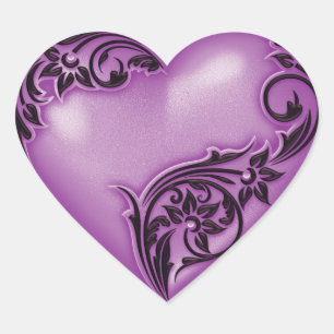 Heart Scroll Phlox w Zwart Hart Sticker