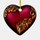 Heart Scroll Red Gold Keramisch Ornament (Voorkant)