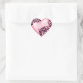 Heart Scroll roze w Black Hart Sticker (Tas)