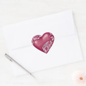 Heart Scroll Sangria w White Hart Sticker (Envelop)