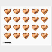 Heart Scroll Sinaasappel w Zwart Hart Sticker (Vel)