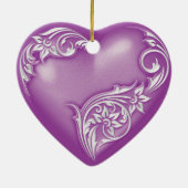 Heart Scroll Violet w White Keramisch Ornament (Achterkant)