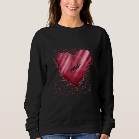 Heart Scuba Diving Diver Ocean Valentines Day Moth Trui (Voorkant)