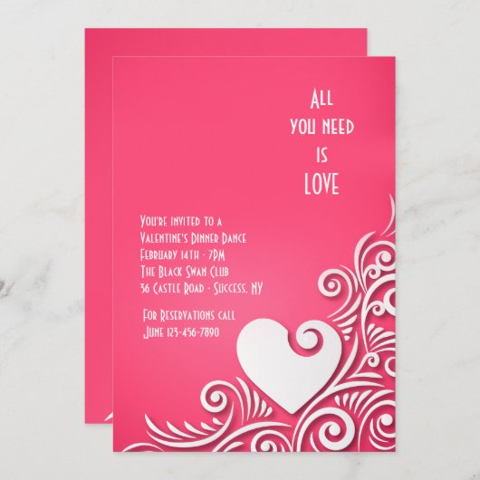 Heart Sculpture Valentijnsdag Invitations Kaart (Voorkant / Achterkant)