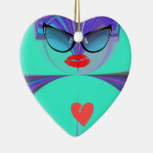 Heart Selfie Keramisch Ornament (Rechts)