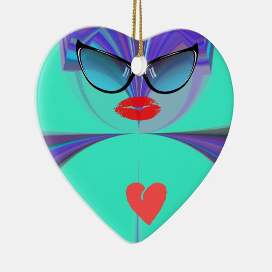 Heart Selfie Keramisch Ornament (Rechts)