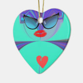 Heart Selfie Keramisch Ornament (Links)