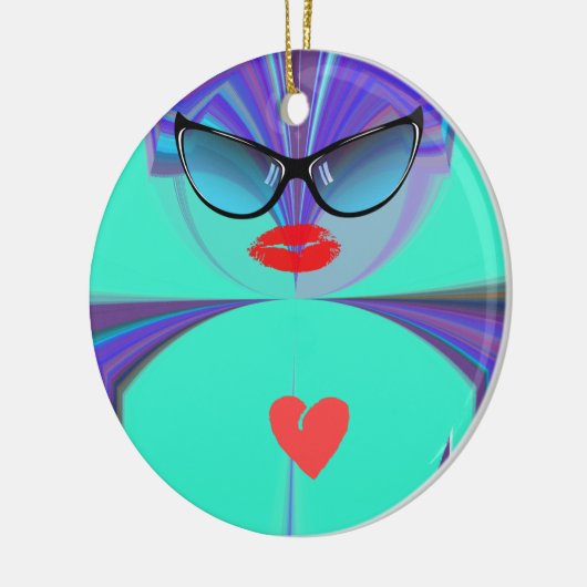 Heart Selfie Keramisch Ornament (Links)