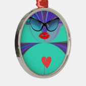 Heart Selfie Metalen Ornament (Rechts)