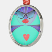 Heart Selfie Metalen Ornament (Links)