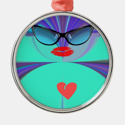Heart Selfie Metalen Ornament (Voorkant)