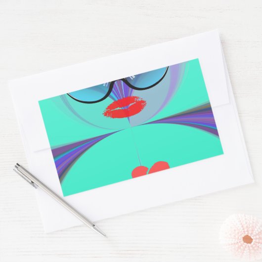 Heart Selfie Rechthoekige Sticker (Envelop)