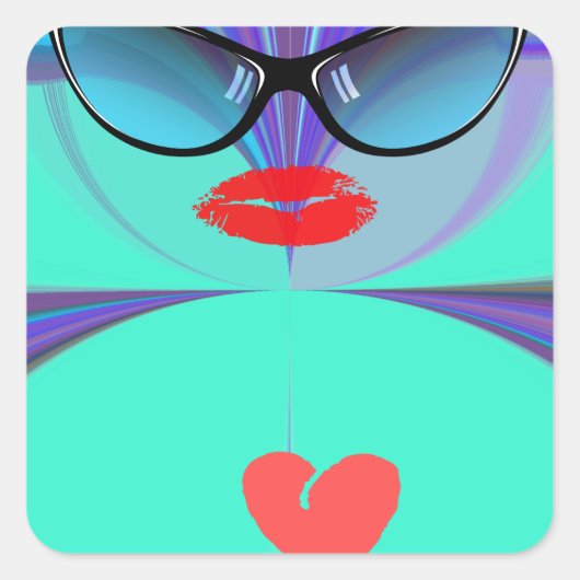 Heart Selfie Vierkante Sticker (Voorkant)