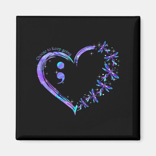 Heart Semicolon Dragonfly Suicide Prevention Month Magneet (Voorkant)