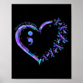 Heart Semicolon Dragonfly Suicide Prevention Month Poster (Voorkant)