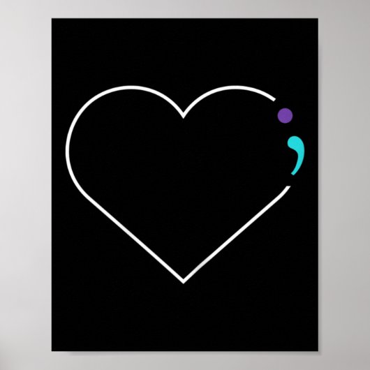 Heart Semicolon Mental Health Awareness Poster (Voorkant)
