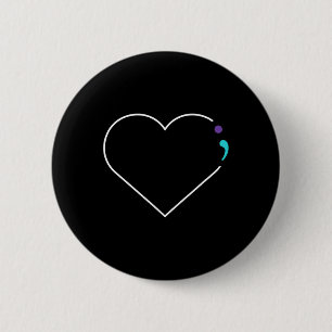 Heart Semicolon Mental Health Awareness Ronde Button 5,7 Cm