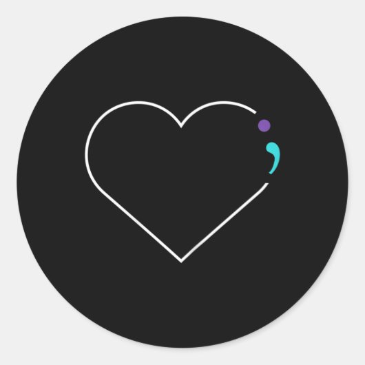 Heart Semicolon Mental Health Awareness Ronde Sticker (Voorkant)