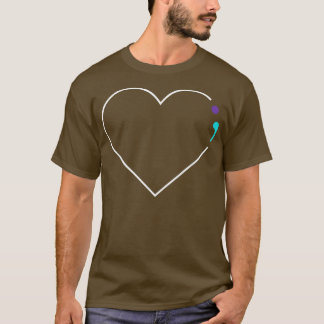 Heart Semicolon Mental Health Suicide Awareness T-shirt