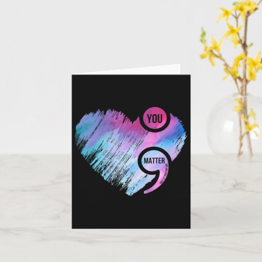 Heart Semicolon Project Zelfmoordpreventie Awarene Kaart (Gele Bloem)