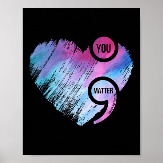 Heart Semicolon Project Zelfmoordpreventie Awarene Poster (Voorkant)