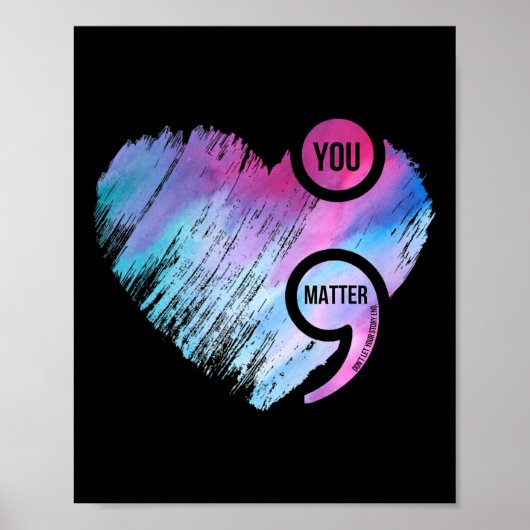 Heart Semicolon Project Zelfmoordpreventie Awarene Poster (Voorkant)