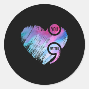 Heart Semicolon Project Zelfmoordpreventie Awarene Ronde Sticker