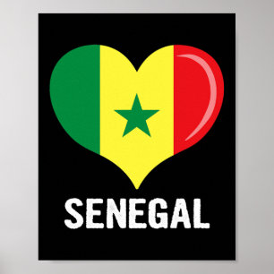 Heart Senegal Flag Mannen Vrouwen Kinder Patriotti Poster