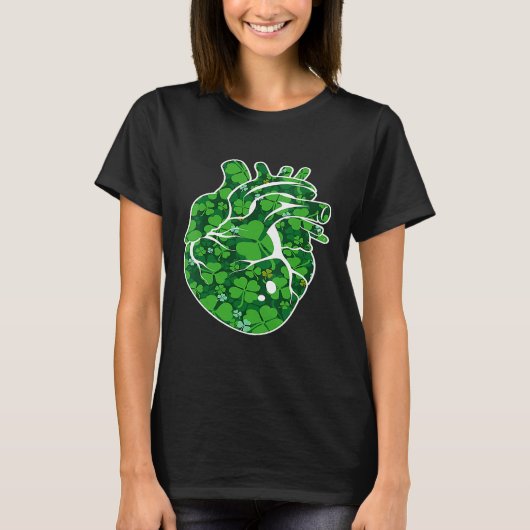 Heart Shamrock Cardiac Nurse St Patricks Day Irish T-shirt (Voorkant)