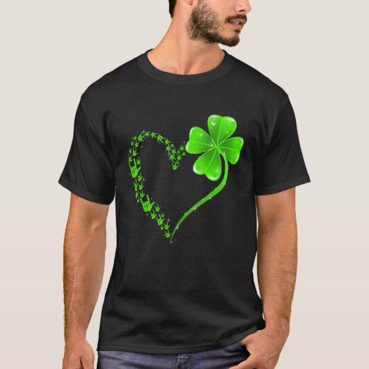 Heart Shamrock Love Sign Language Happy St Patrick T-shirt (Voorkant)
