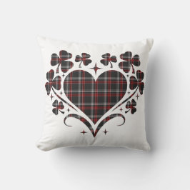 Heart Shamrock Plaid Black Classic Clover Kussen
