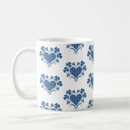 Heart Shamrock Plaid Blue Classic Clover Koffiemok