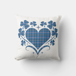 Heart Shamrock Plaid Blue Classic Clover Kussen