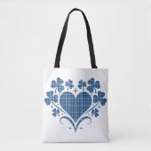 Heart Shamrock Plaid Blue Classic Clover Tote Bag (Voorkant)