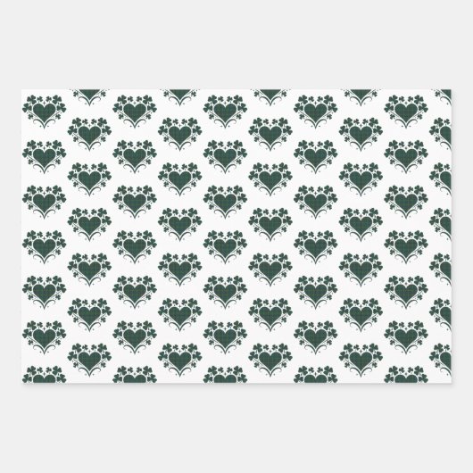 Heart Shamrock Plaid Blue Green Tartan Clover Inpakpapier Vel (Voorkant 3)
