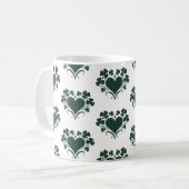 Heart Shamrock Plaid Blue Green Tartan Clover Koffiemok (Voorkant links)