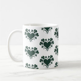Heart Shamrock Plaid Blue Green Tartan Clover Koffiemok