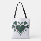 Heart Shamrock Plaid Blue Green Tartan Clover Tote Bag (Achterkant)